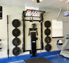 PRX Folding Home Gym with wall mounted bumper plate storage