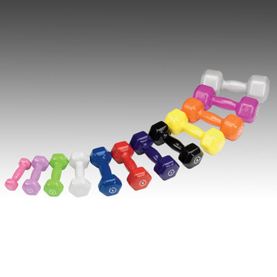 Body Solid vinyl dumbbells 12 pairs color dumbbells Simpsons Fitness Supply
