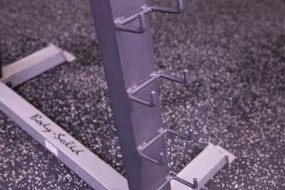 Body Solid 12 pair dumbbell rack close up view