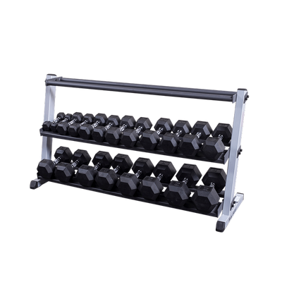 Body Solid optional 3rd tier medicine balls dumbbell rack black and silver Simpsons Fitness Supply