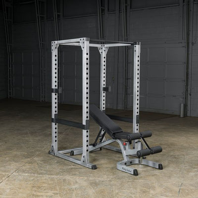 body solid power rack with adjustable bench black and silver simpsons fitness supply
