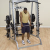 Body Solid GS348Q smith machine black and silver shrugs simpsons fitness supply