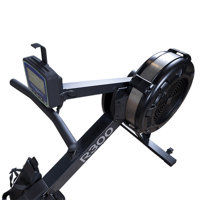 Simpsons Fitness Supply Endurance R300 rower overhead view of disaply and flywheel