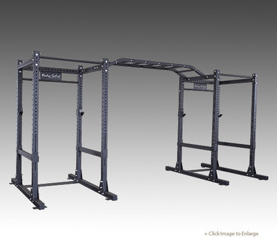 Commpercial double power rack with monkey bars black with pullup bars
