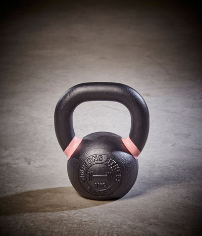 Kettlebell - Small 8kg pink and black cast iron - Simpsons Fitness Supply